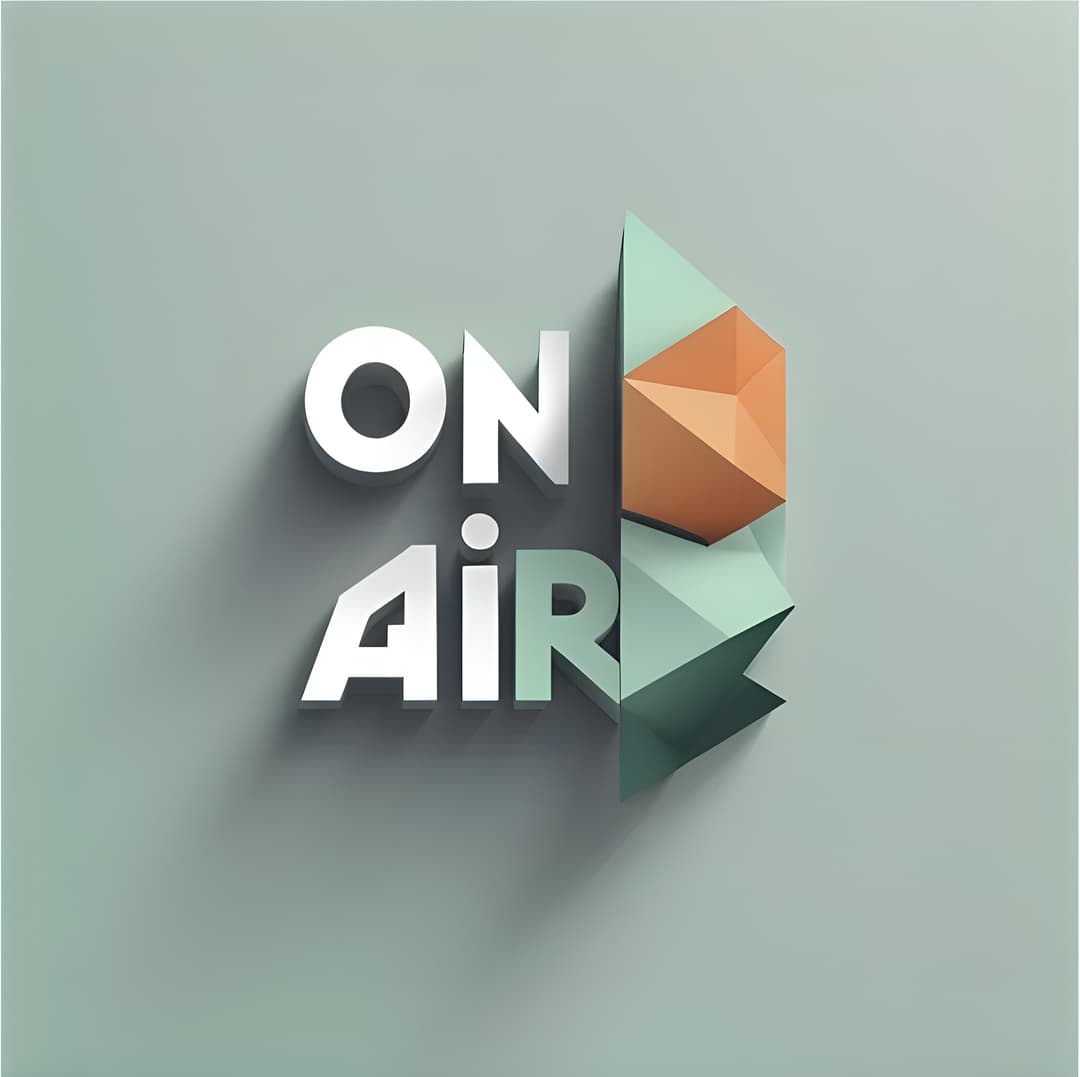 onAiR brand mark — ON AiR bold type with teal crystal